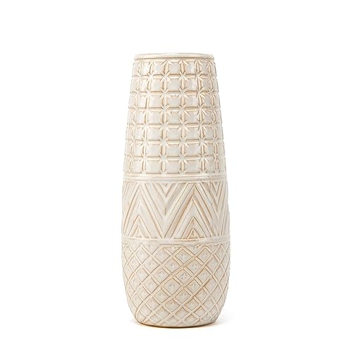 Beige Off-White Ceramic Vases for Flowers