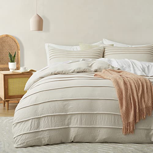 Beige King Size Pleated Duvet Cover