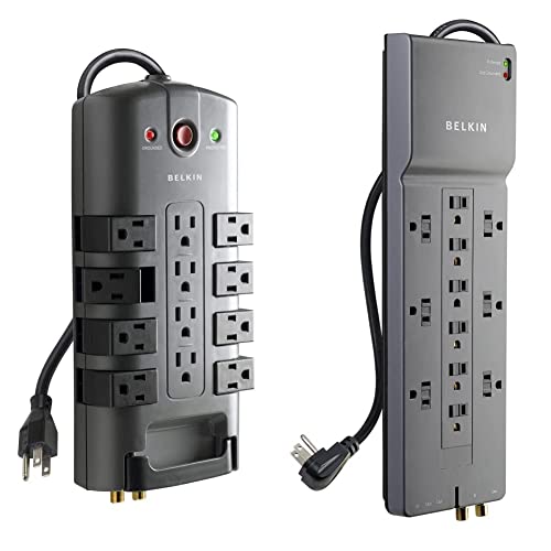 Belkin 12-Outlet Pivot-Plug Surge Protector with 8ft Cord, Gray