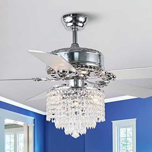 Bella Depot 52" Crystal Chandelier Ceiling Fan with Light and Remote - Stylish and Powerful