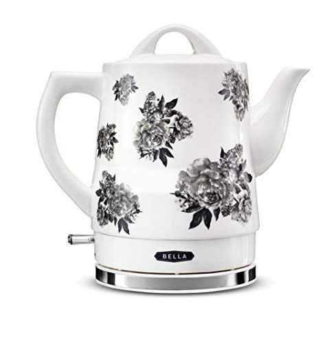 BELLA Electric Ceramic Tea Kettle, Black Floral