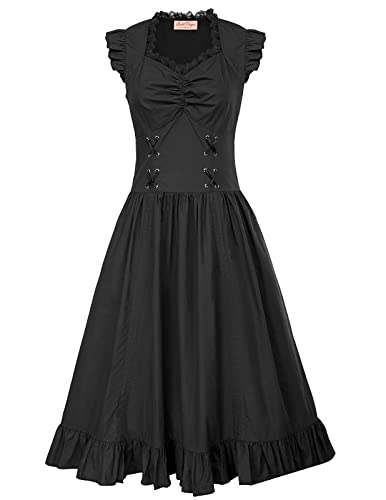 Belle Poque Renaissance Steampunk Pirate Halloween Costume Dress M Black