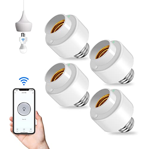 QIACHIP 2.4g Smart Remote Control Light Socket E26 E27 Bulb Socket Adapter, Ewelink Bluetooth Smart Lamp Holder, Ewelink App Remote Control Timing