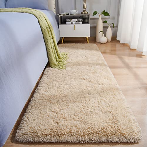 BENRON Soft Runner Rug Beige 2' X 6' Hallway Entryway Carpets Anti-Slip Area Rugs for Living Room Bedroom Kids Room, 2x6 Feet, Beige