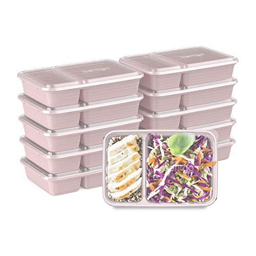 Bentgo Prep 2-Compartment Meal Containers - 10 Trays & 10 Lids (Blush Pink)