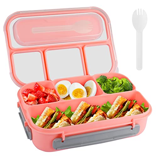 Bento Box Lunch Box for Adults/Students, Leak-Proof, Pink - 5 Stars