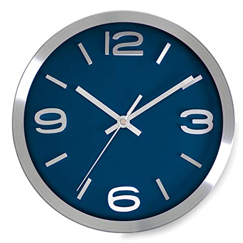 10 Inch Modern Silver Round Wall Clock by Bernhard Products