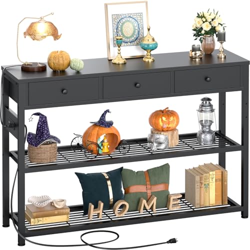 Besiost 47'' Entryway Table with Storage & Charging Station