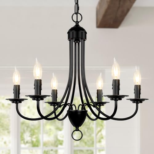 BesLowe 6-Light Black Chandelier