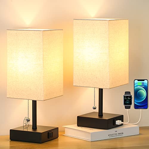 BesLowe Bedside Lamps with USB Charging Ports