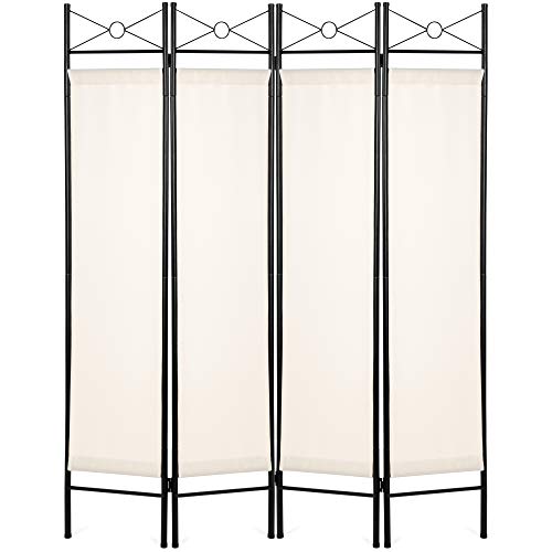 6ft 4-Panel Folding Privacy Screen Room Divider - White