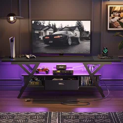 Bestier 70 Inch Gaming TV Stand with Power Outlet