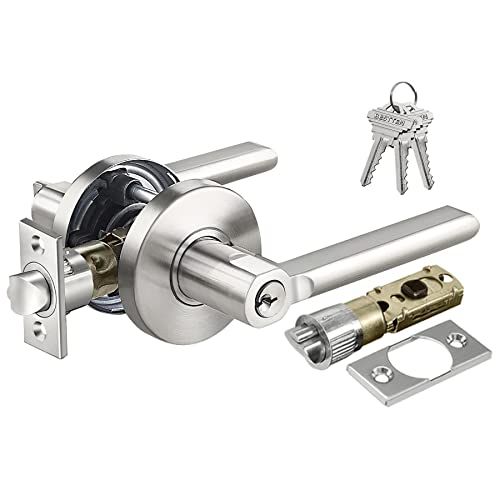 BESTTEN Heavy Duty Satin Nickel Entry Door Lever