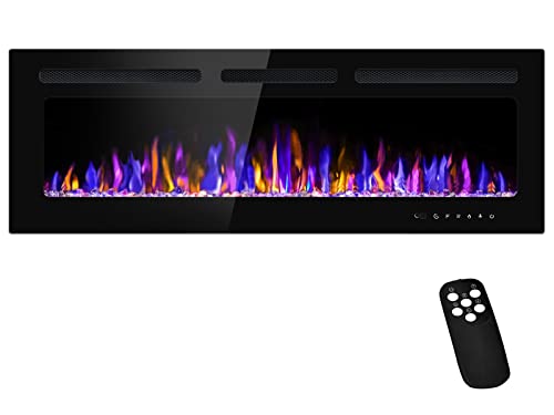 BETELNUT Electric Fireplace Wall Mounted and Recessed