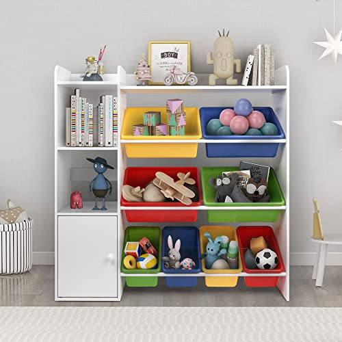 8 Box Toy Organizer and Bookshelf for Kids Room in White