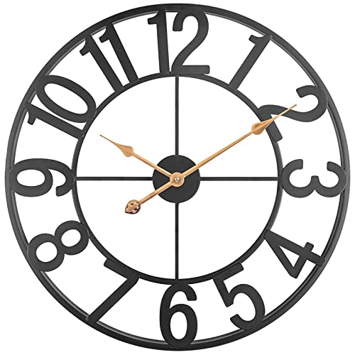 24 Inch Metal Wall Clock for Modern Farmhouse Decor