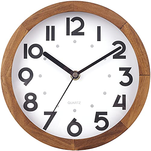 BEW Small Wall Clock - Retro Decorative Wooden Clock