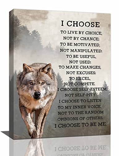 Inspirational Wolf and Fog Mountain Canvas Art