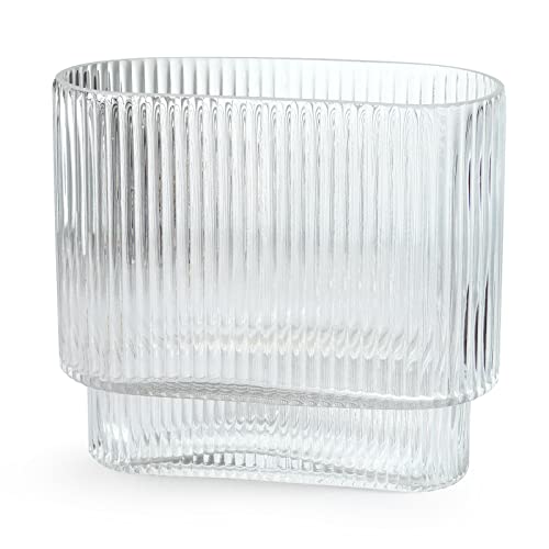 Bfttlity Clear Glass Vase Glass Vases for Flowers Clear Vase for Living Room Dining Table Entryway Office Decor (Clear-7" H)