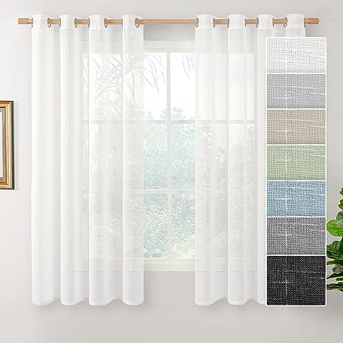 BGment Light Filtering White Sheer Curtains - 63 Inch Length