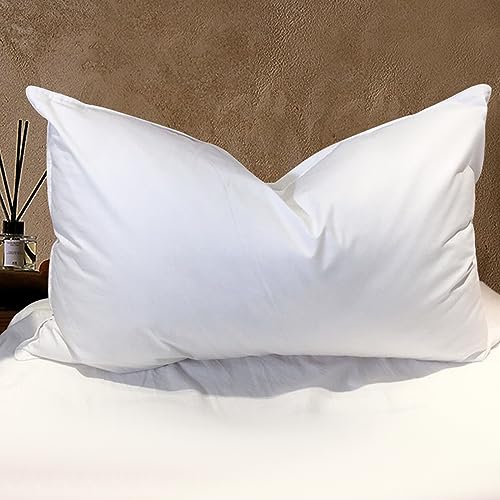 BHZ Goose Down Feather Pillows - Hotel Bed Pillows for Soft and Supportive Sleep - Queen Size, 1 Pack, White