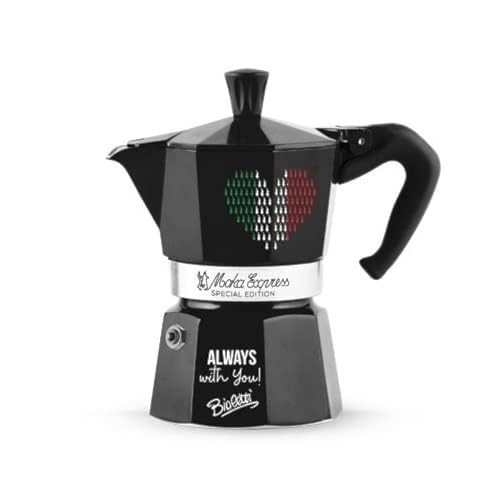 Bialetti Limited Edition Black Italian Heart 3-Cup Moka Express Espresso Maker
