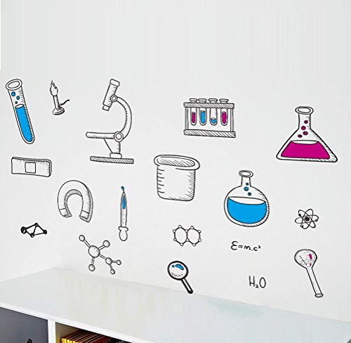 BIBITIME Science Laboratory Wall Decals Vinyl Chemical Element Tool Stickers