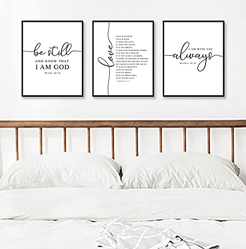 Christian Scripture Wall Art Set - Be Still, Love, I Am With You - 11x14" Prints
