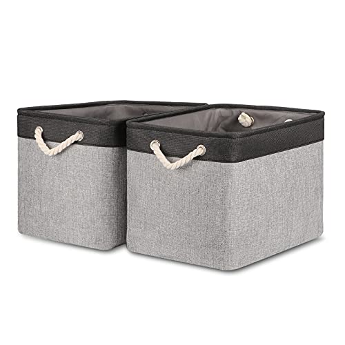 Bidtakay Fabric Storage Baskets with Handles [2-Pack]