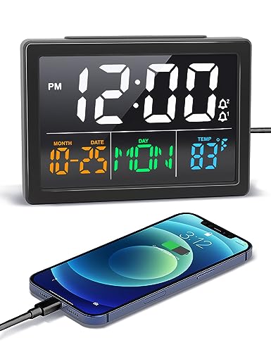 Big LED Digital Alarm Clock with USB Charger
