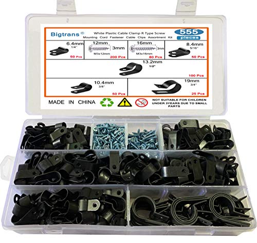 The Cimple Co - Mini Wire Cable Clips, Electrical Wire Cable Clip, 1/10 in (3 mm) Screw Clip and Fastener, Black (100 Pieces per Bag)