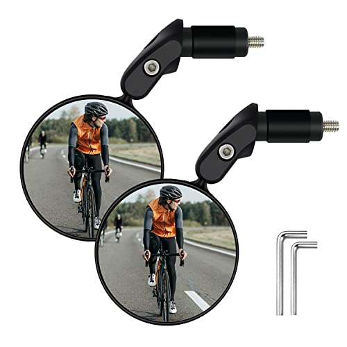 Bike Mirror: 2 Rotatable End Bar Bicycle Mirrors for Wide Angle Rearview