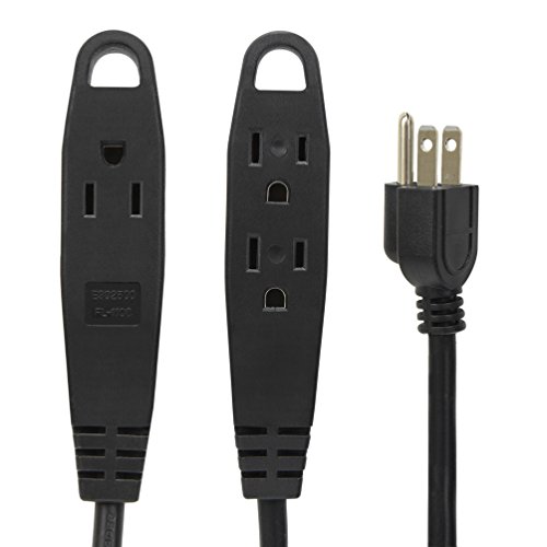 BindMaster Extension Cord /Wire Power Cable, Indoor /Outdoor, 16/3, 3 Outlet, 15 Feet, UL Listed, Black