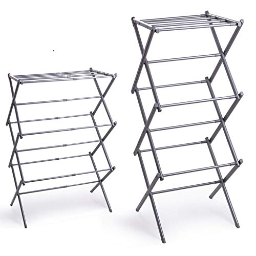 BINO 3-Tier Collapsible Drying Rack: Silver Laundry Foldable Stand