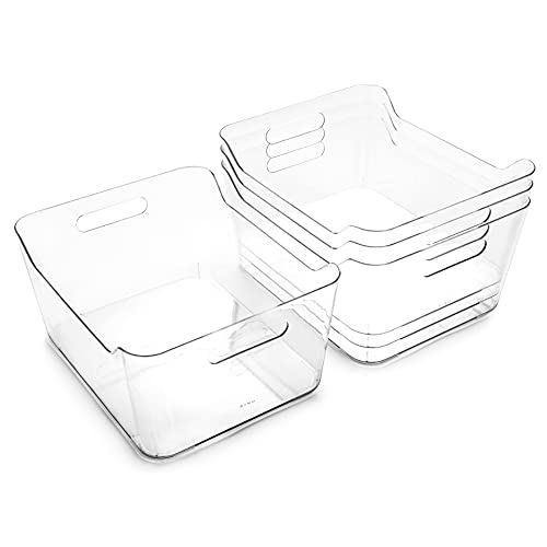 BINO Plastic Organizer Bins - 4 Pack | The SOHO Collection | Multi-Use Organizer Bins | Pantry & Freezer Storage Containers