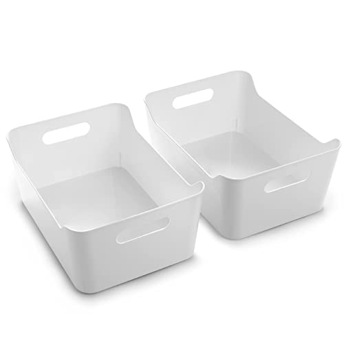 BINO Soho Collection Small Plastic Organizer Bins - 2 Pack for Pantry & Freezer