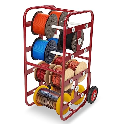 foriy Wire Spool Rack Heavy Duty Cold-Rolled Steel Wire Dispenser Conduit Display Rack Wall Mounted Spool Storage Rack for Electrical Industrial