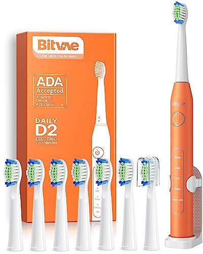Bitvae Ultrasonic Electric Toothbrush with 5 Modes and 8 Replacement Heads