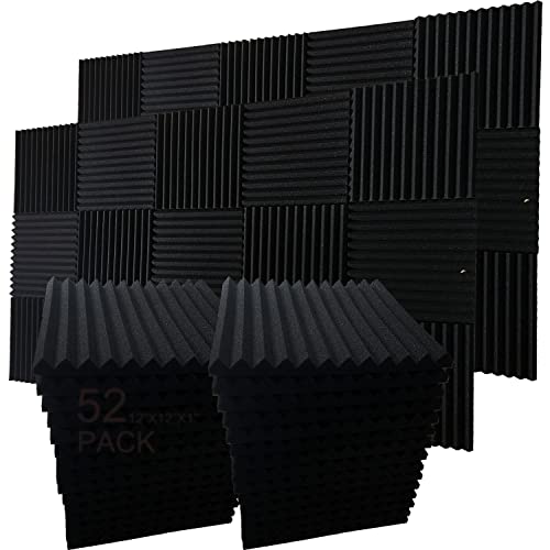 Black Acoustic Foam Panel Wedge Studio Soundproofing Tiles
