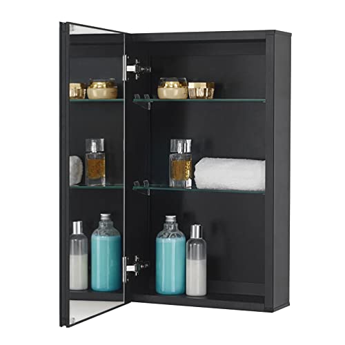 Black Aluminum Bathroom Wall Cabinet with Mirror