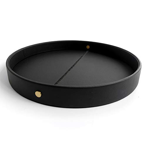 Black and Gold Decorative Round Serving Tray