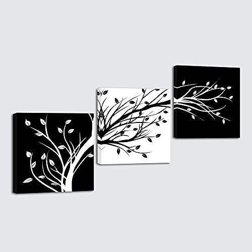 Black and White Abstract Floral Trees Pictures Paintings