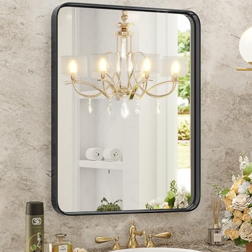 Sweetcrispy 20x30 Inch Black Bathroom Vanity Mirror