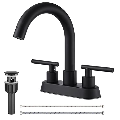 Black Bathroom Sink Faucet with Double Handles