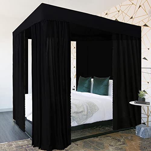 Black Canopy Bed Curtains - Elegant Bedroom Decoration