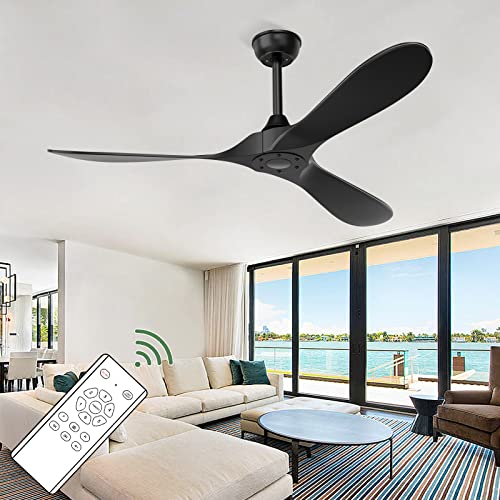 Black Ceiling Fan with Remote, 52"
