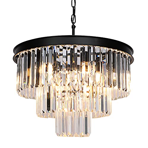 Black Crystal Chandeliers for Dining Room Lights Fixtures