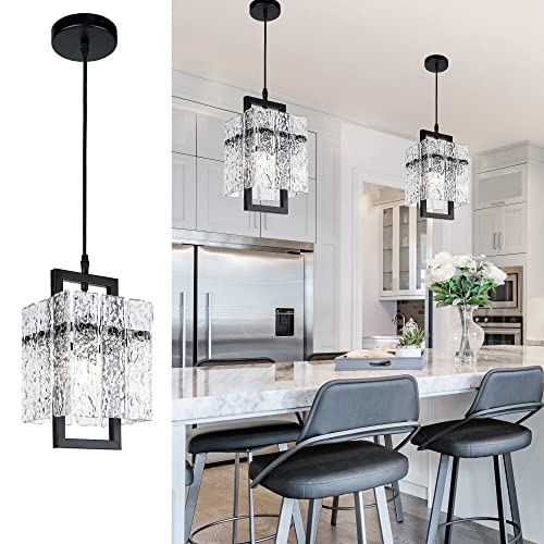 Black Crystal Pendant Light Fixture- Elegant Chandelier for Home