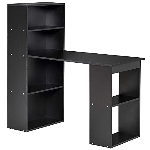 Black Desk with Storage Shelves
