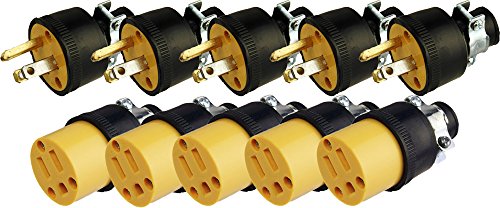 Black Duck Brand Male & Female Extension Cord Replacement Electrical Plugs End (10 Pieces)